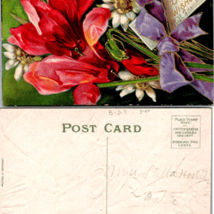 Best Wishes Embossed Flower Postcard Printed in Germany - Image 1