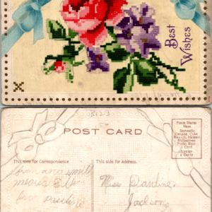Best Wishes Roses Violets Divided Back Postcard Vintage - Image 1