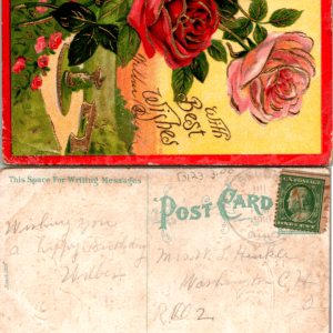Embossed Roses Best Wishes Postcard 05 95 Made in Saxony - Image 1