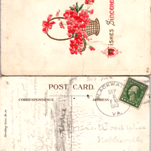 Embossed Floral Wishes Sincere Postcard 1913 Blackwater VA - Image 1