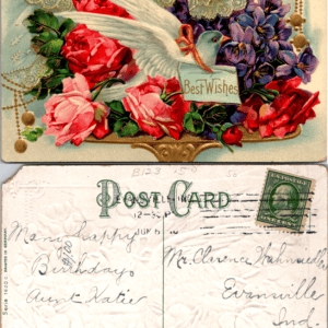 Best Wishes Embossed Germany Serie 1820 C Birthday Postcard - Image 1