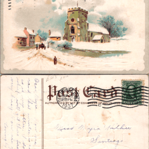 1907 Independence Iowa Winter Church Scene Postcard Vintage - Image 1