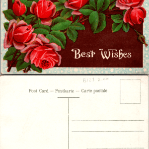 Best Wishes Embossed Roses Postcard Printed in Germany - Image 1
