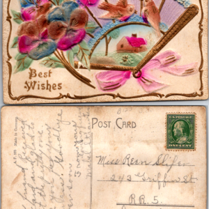 Best Wishes Pansies Birds A.F. 575 Germany Divided Back Postcard - Image 1