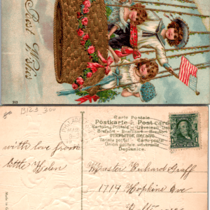 Best Wishes Hot Air Balloon Postcard Embossed 363 1908 Germany - Image 1