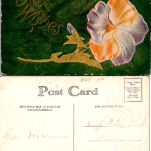 Best Wishes Embossed Flower Postcard Divided Back - Image 1