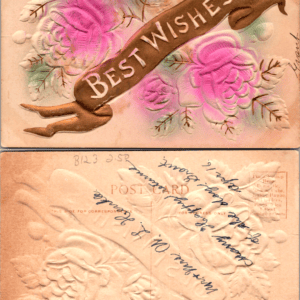 Best Wishes Embossed Roses Postcard Early 1900s - Image 1