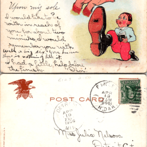 Doug Illustrated Post Card Co Upon My Sole 1906 Comic Postcard - Image 1