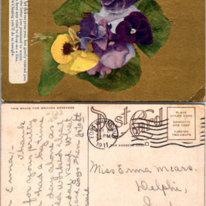 1911 Pansy Flowers Printed Poem Postcard Vintage - Image 1