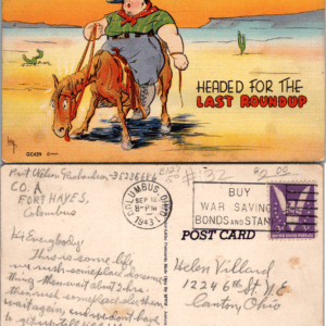 MWM Jake Irby Headed for the Last Roundup GC429 1943 Comic Postcard - Image 1