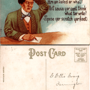 Comic Postcard Divided Back Man Scratching Head Writing Early 1900s - Image 1