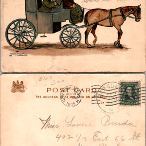 Lance Thackeray 1905 Horse-drawn Carriage Postcard New York City - Image 1