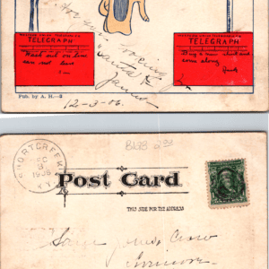 Washout On The Line Comic Art Humor Postcard A. H._3 1906 - Image 1