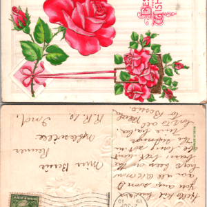 Best Wishes Roses Postcard 1910 Made in Germany - Image 1