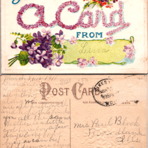 Just a Card From 1911 589 Mrs Paul Block Broadlands Ills - Image 1