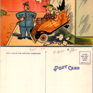 Comic Linen Postcard Traffic Cop 1940s 66017 Vintage - Image 1