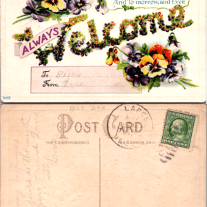 Always Welcome Embossed Postcard 562 Lapel Indiana - Image 1