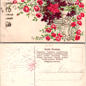 Embossed Flower Postcard Roses Violets Stella Carte Postale Vintage - Image 1