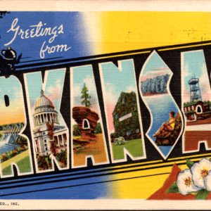 Curt Teich Greetings from Arkansas 9A-H17 Linen Postcard 1944 Size Standard - Image 1