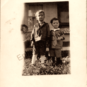 Vintage Black and White Photograph Two Children Outdoors Print Found Photo - Image 1