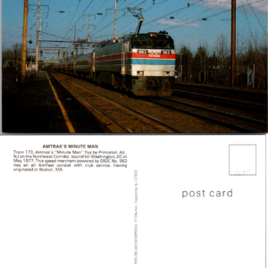 Amtrak Minute Man Train 173 Princeton Jct NJ May 1977 Postcard Vintage - Image 1