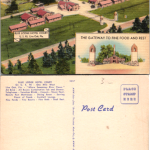 Blue Lodge Hotel Court Live Oak FL Linen Postcard 2567 - Image 1