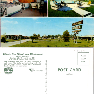 YULEE FLORIDA Winnie Motel Restaurant Old Vintage Postcard Swim Pool - Image 1