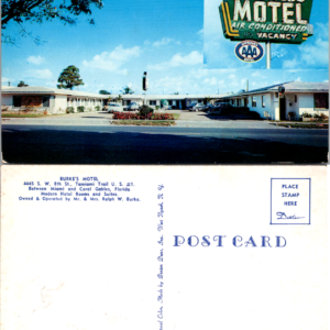 Burke's Motel Postcard Miami Florida Tamiami Trail Vintage - Image 1