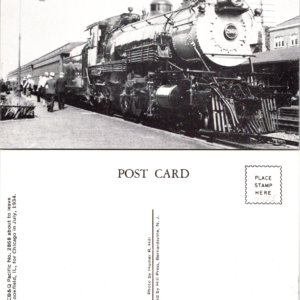CB&Q Pacific Vintage Postcard Black and White Steam Locomotive Train 1934 - Image 1
