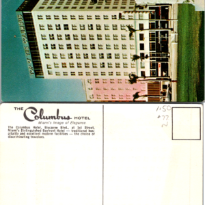 Columbus Hotel Miami Vintage Postcard - Image 1