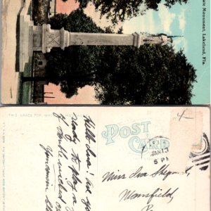 Confederate Monument Lakeland Fla Postcard Multicolor - Image 1