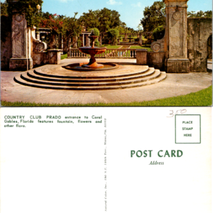 Coral Gables Country Club Prado Fountain Florida Multicolor Postcard - Image 1