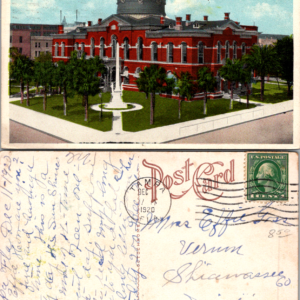 Court House and Confederate Monument Tampa Florida Postcard 1920 Multicolor - Image 1