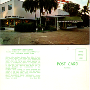 Creighton's Restaurant Fort Lauderdale Florida Postcard Vintage - Image 1