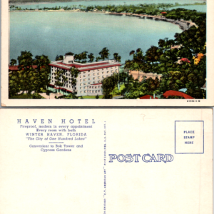 Winter Haven hotel Florida Old Vintage Postcard Lake Nautical Aerial View - Image 1