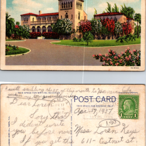 Davis Island Country Club Tampa Florida Postcard 1937 Multicolor - Image 1