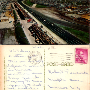 Daytona International Speedway Daytona Beach Florida Postcard 1963 Vintage - Image 1
