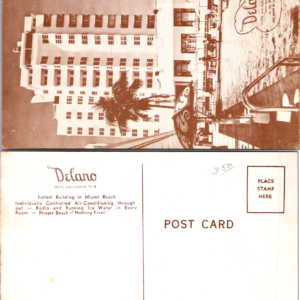 Delano Hotel Cabana Club Miami Beach Vintage Postcard Sepia Tone - Image 1