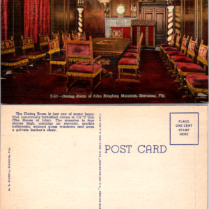 Dining Room of John Ringling Mansion Sarasota Fla Vintage Postcard - Image 1