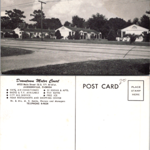Downtown Motor Court Postcard Jacksonville Florida Black and White Vintage - Image 1