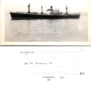 Eumaeus Ship 1947 Vintage Postcard - Image 1