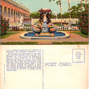 Famous Fountain of Turtles Ringling Art Museum Sarasota Florida Postcard Vintage - Image 1