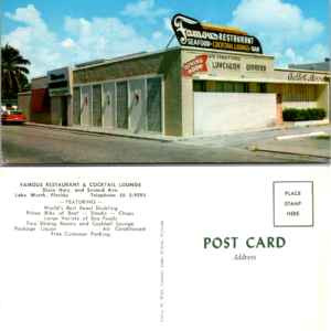 Famous Restaurant Cocktail Lounge Postcard Lake Worth Florida Vintage - Image 1