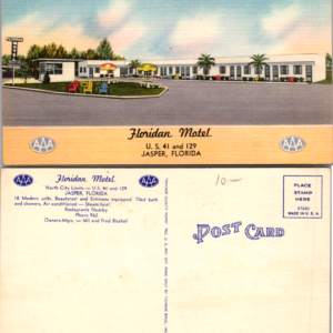 Floridan Motel Jasper Florida AAA Postcard Vintage Motel Exterior View - Image 1