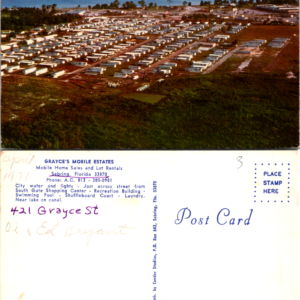 Grayce's Mobile Estates Postcard Sebring Florida Mobile Home Sales 1971 - Image 1