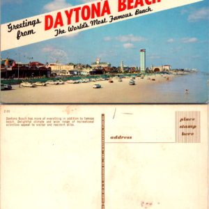 Greetings from Daytona Beach Florida Mirro-Krome Z-35 Postcard - Image 1