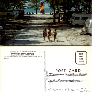 Gulf Beach Travel Trailer Park Postcard Siesta Key Florida Gulf of Mexico Vintage - Image 1