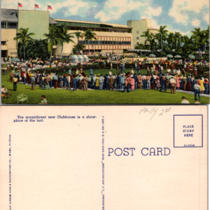 Gulfstream Park Walking Ring Clubhouse Postcard Hallandale Florida Vintage - Image 1