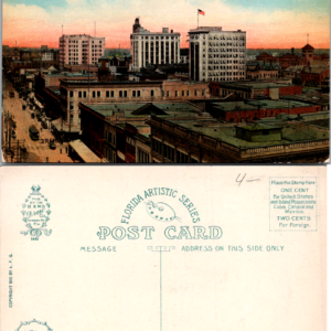 H. & W. B. Drew Co. Florida Artistic Series 1449 A-21437 Skyscraper District, Jacksonville, Fla. 1909 Postcard - Image 1