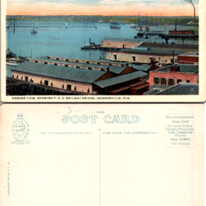 H. & W.B. Drew Co. Vintage Postcard Jacksonville Florida Harbor View F.E.C. Railway Bridge - Image 1